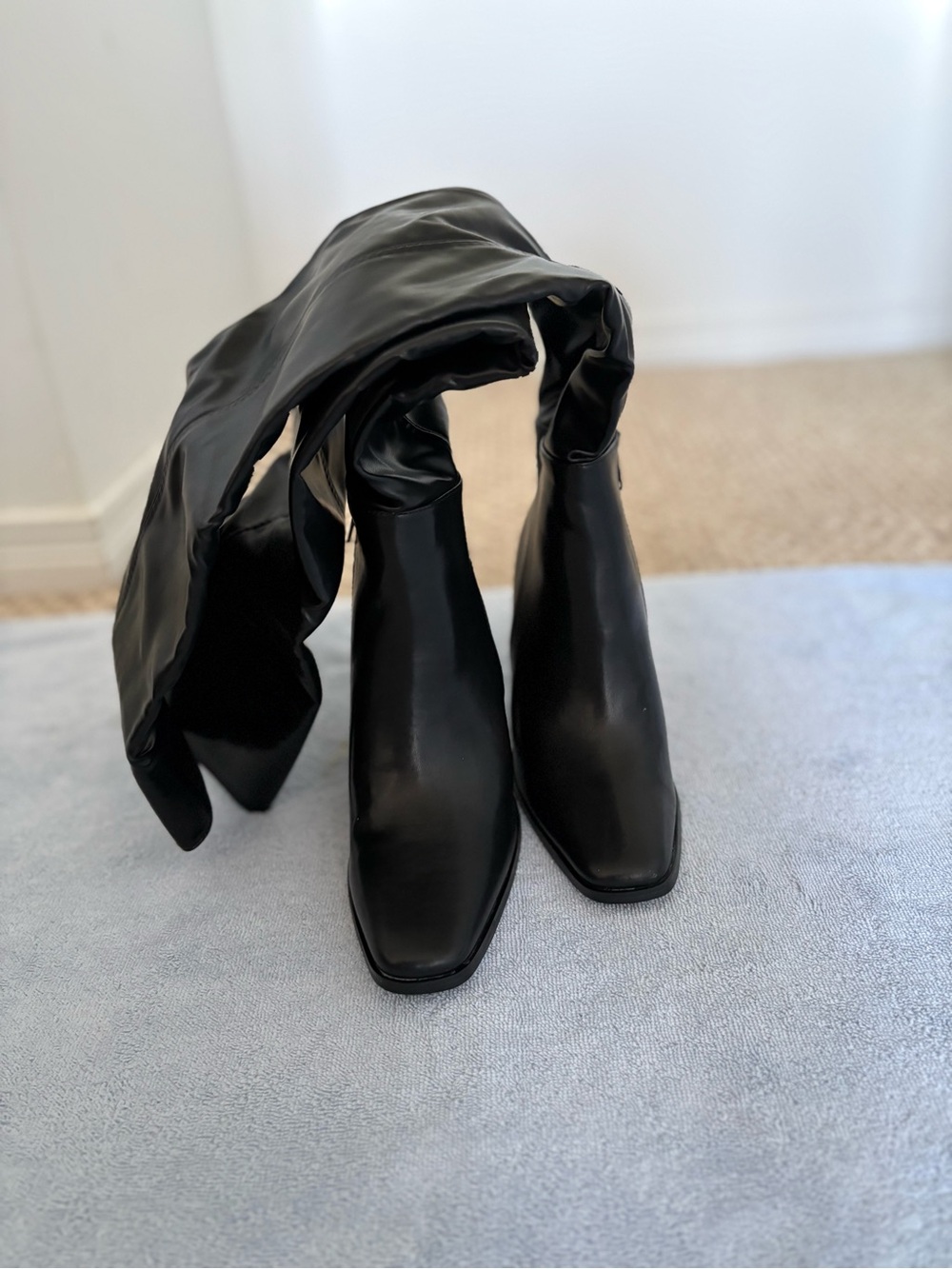Dolls Kill So Me Vegan Black Over-the-Knee High Heel Zip Boots